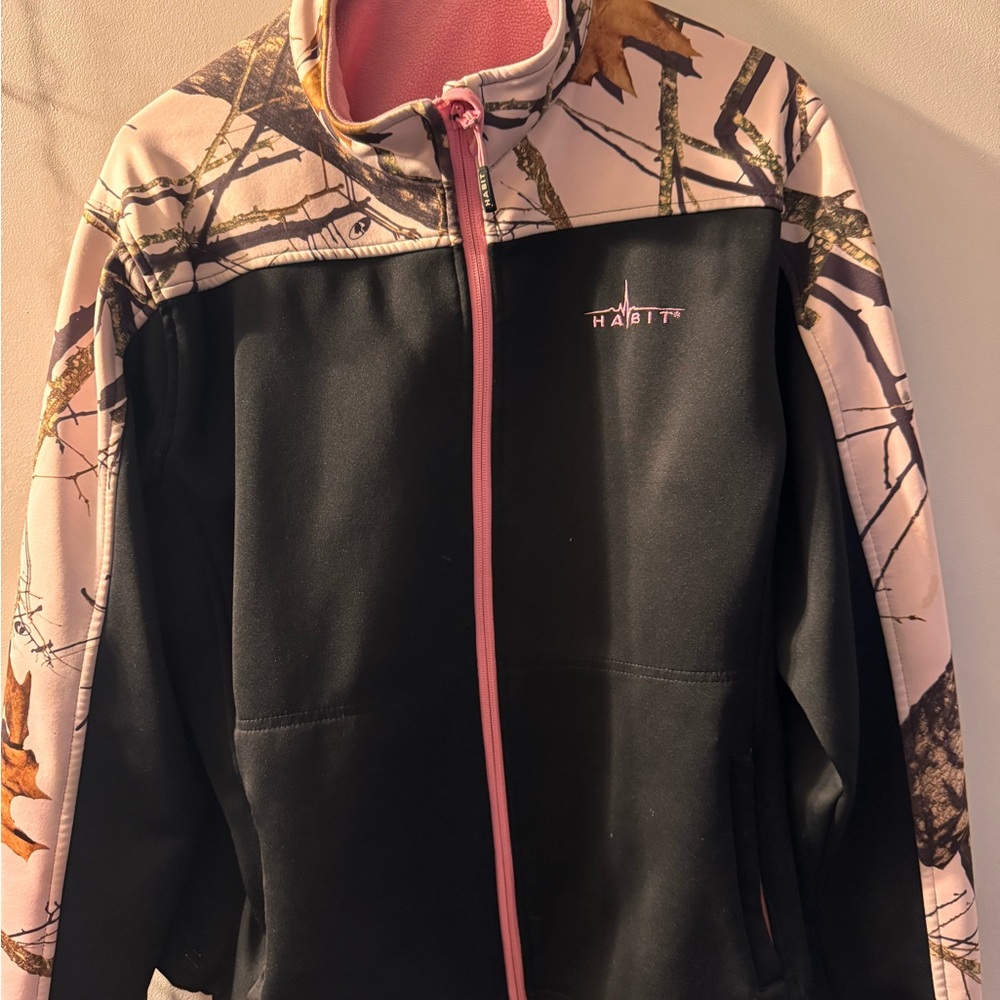 Pink Camo and Black Zip-Up Jacket